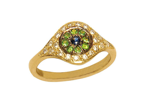 Green & White Cat's Eye Ring