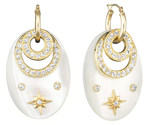 Mother of Pearl with White Sapphire Earrings