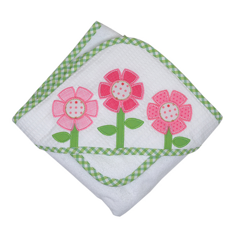 Flower Pique Hooded Towel & Washcloth Set