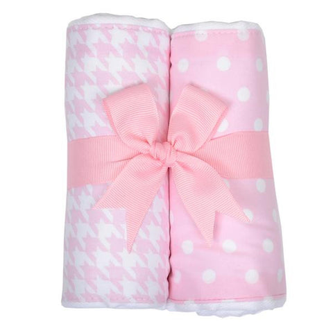 Pink Houndstooth Burp Pads (Set of 2)