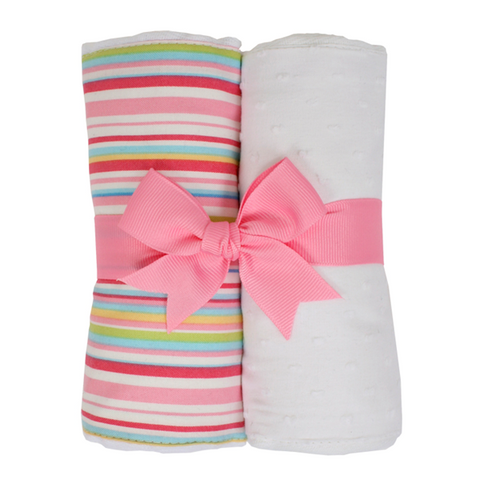 Pink Stripe Burp Pads (Set of 2)