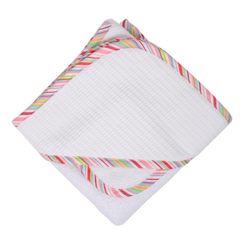 Pink Stripe Pique Hooded Towel & Washcloth Set