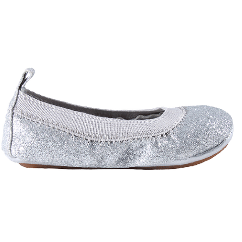 Glitter Ballet Flats, Silver (Toddler)