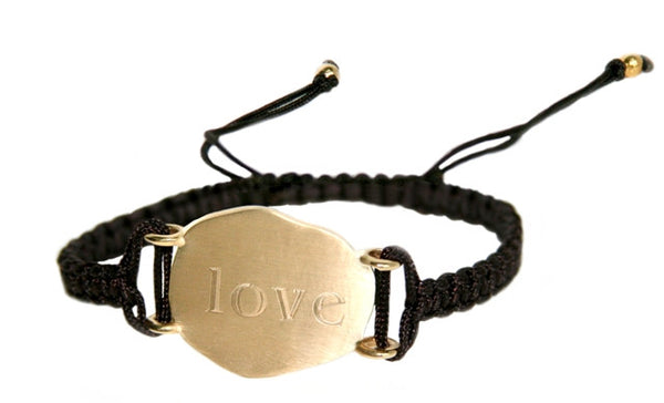 Yellow Gold "Love" Bracelet with Braided Cord