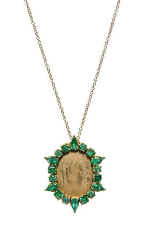 Emerald & Yellow Gold Monogram Locket