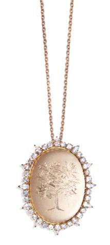 Moonstone Tree of Life Locket, 18K Yellow Gold