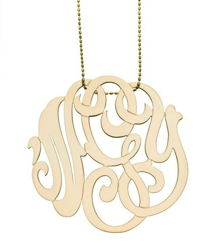 Yellow Gold Lace Monogram Necklace