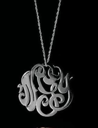 White Gold Lace Monogram Necklace