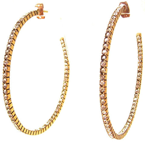 Crystal Hoop Earrings, Yellow-Gold Plated