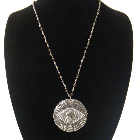 Large Evil Eye Necklace, 36"Pyrite Chain