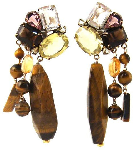 Tiger's Eye & Citrine Earrings