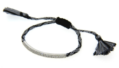 "Friendship" Macrame Bracelet with Crystals, Gray/Black