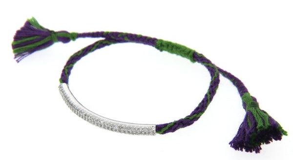 "Friendship" Macrame Bracelet with Crystals, Purple/Green