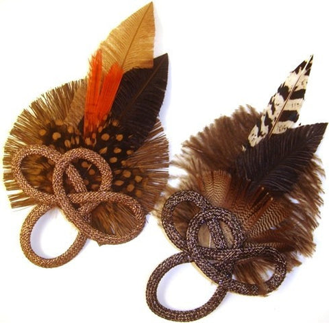 Metallic Feather Barrettes