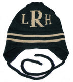 Monogram & Stripe Hat with Earflaps