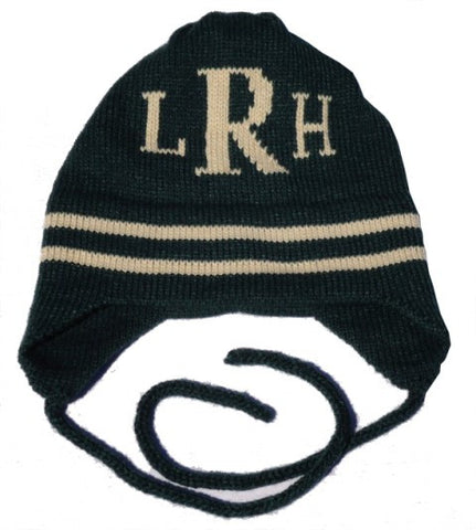 Monogram & Stripe Hat with Earflaps