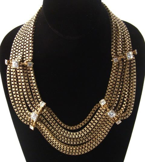 Crystal & Brass Chain Necklace
