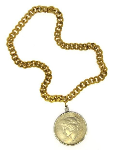 Vintage Silver Coin & Link Necklace