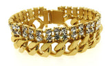 Wide Crystal & Golden Chain Link Bracelet