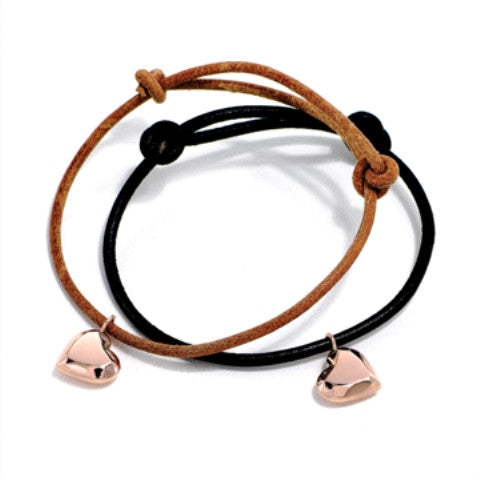 Heart Charm Knotted Bracelet, Rose Gold