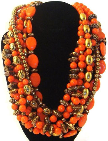 Multi-Strand Coral Necklace