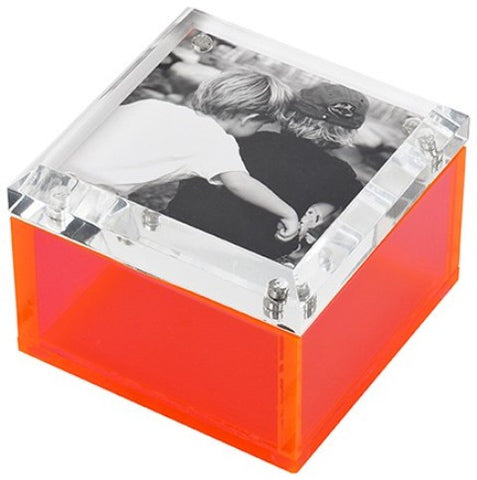 Photo Lucite Box, Neon Pink (Small)