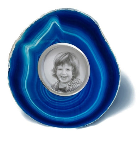 Obra Agate Photo Frame, Azure (Small)
