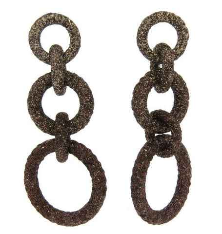 Crystal Triple Drop Earring, Golden Brown