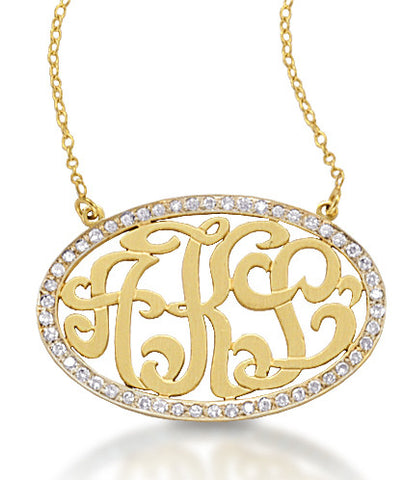 Diamond Oval Monogram Necklace