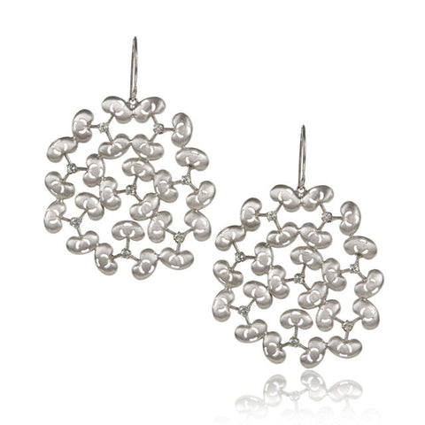 Bean Earrings, White Gold