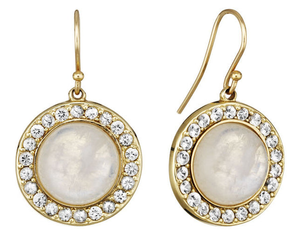 Moonstone & White Sapphire Earrings
