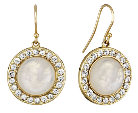 Moonstone & White Sapphire Earrings