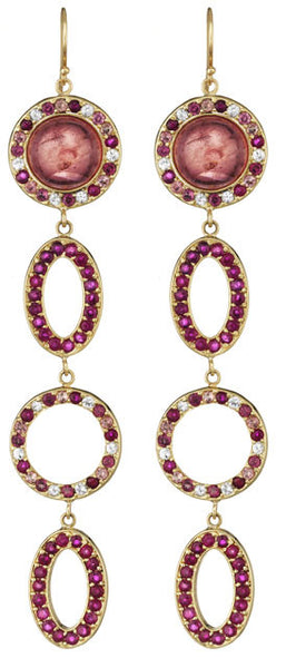 Pink Tourmaline & Sapphire Earrings