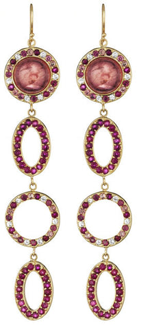 Pink Tourmaline & Sapphire Earrings