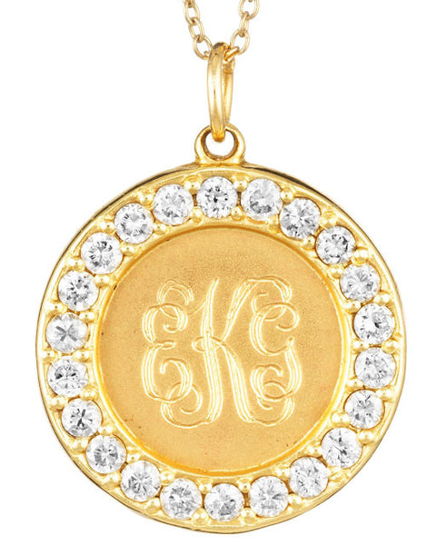 White Sapphire & Gold Monogram Necklace