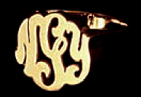 Yellow Gold Lace Monogram Ring