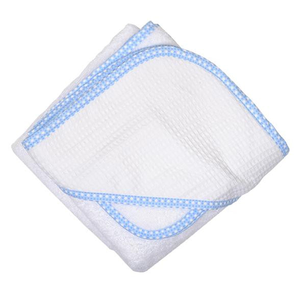 Blue Dot Pique Hooded Towel & Washcloth Set