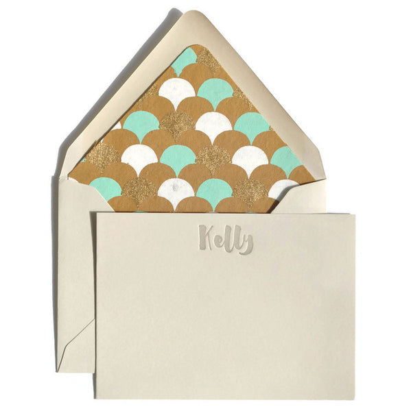 Letterpress Notecards & Envelopes: Mint & Gold