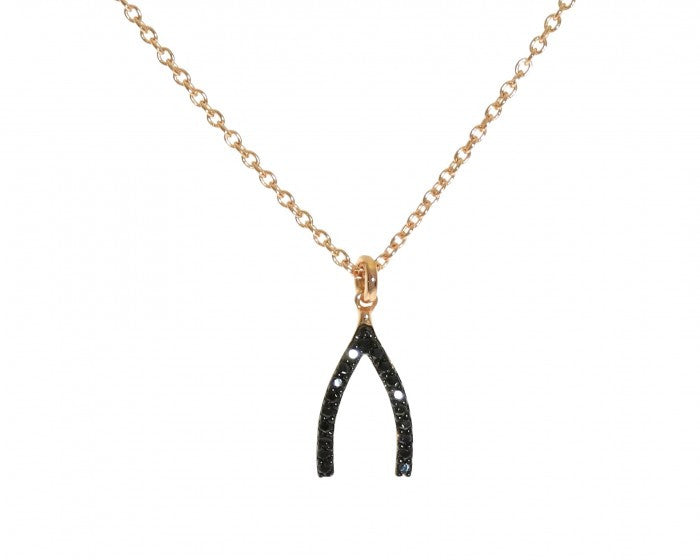 Mini Diamond Wishbone Necklace - Zoe Lev Jewelry