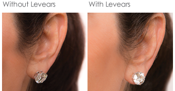 Levears 14K Yellow/White Gold Pierced Ear Lobe Earrings backs Lift