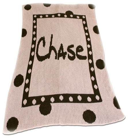 Large Polka Dot & Name Personalized Blanket