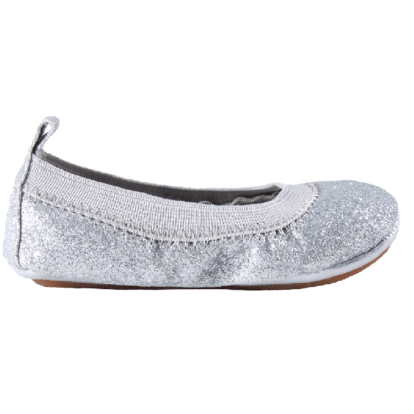 Glitter Ballet Flats, Silver (Toddler)