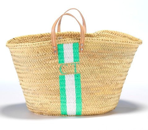 Personalized Straw Beach Bag, Mint & White