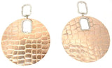"Crocodile" & Diamond Disk Earrings, Rose Gold