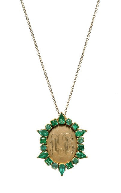 Emerald & Yellow Gold Monogram Locket – Linea Luxe