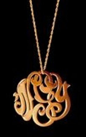 Rose Gold Lace Monogram Necklace