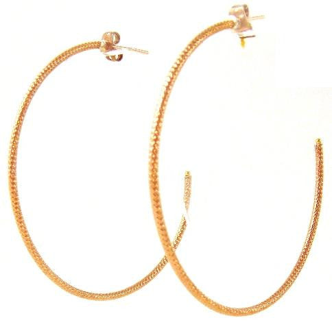 Hammered Hoop Earrings, Rose Gold Plated