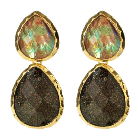 Iridescent Double Teardrop Earrings