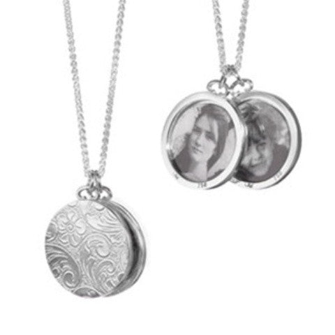 Sterling Silver Twin Round Half-Locket Necklace