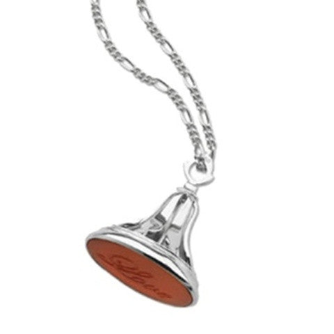 Large Carnelian "Love" Fob Necklace, Sterling Silver